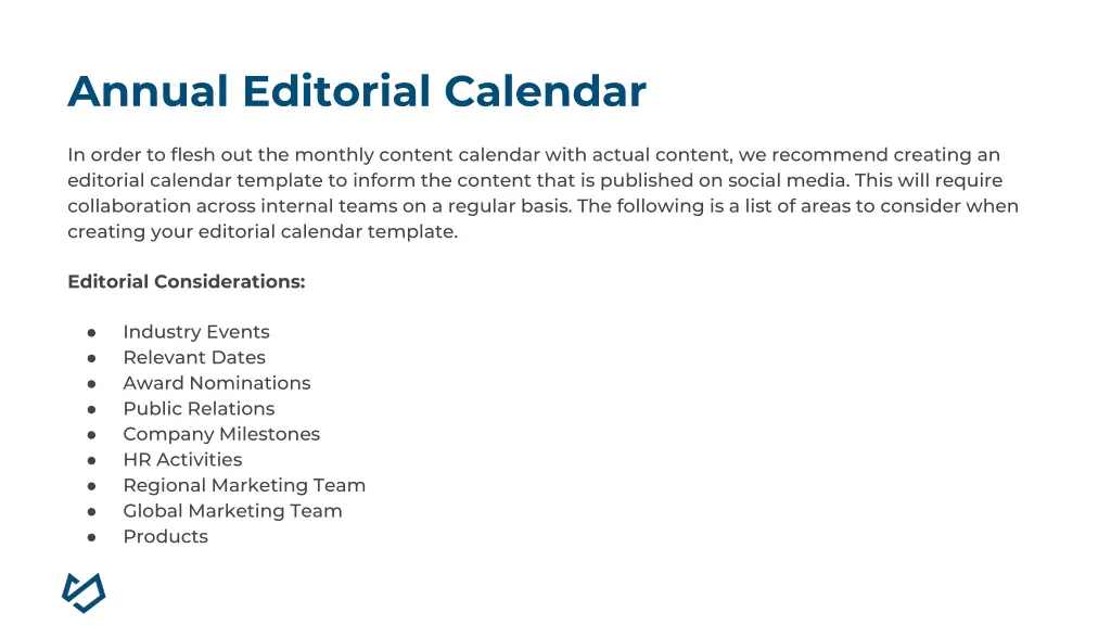 annual editorial calendar