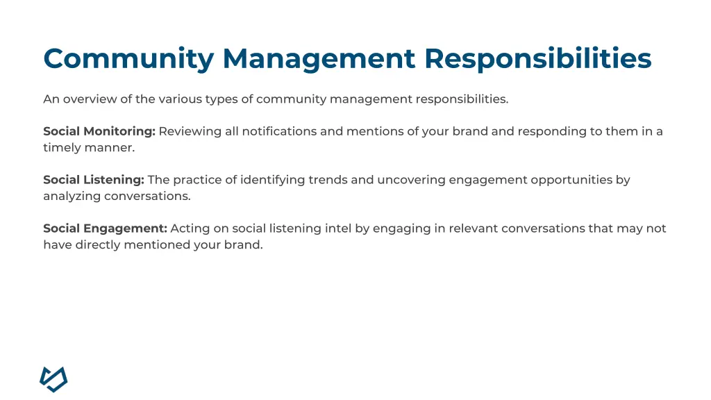 community management responsibilities