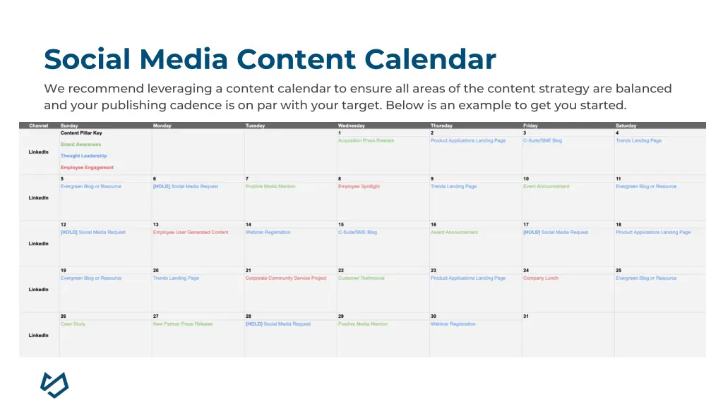 social media content calendar we recommend
