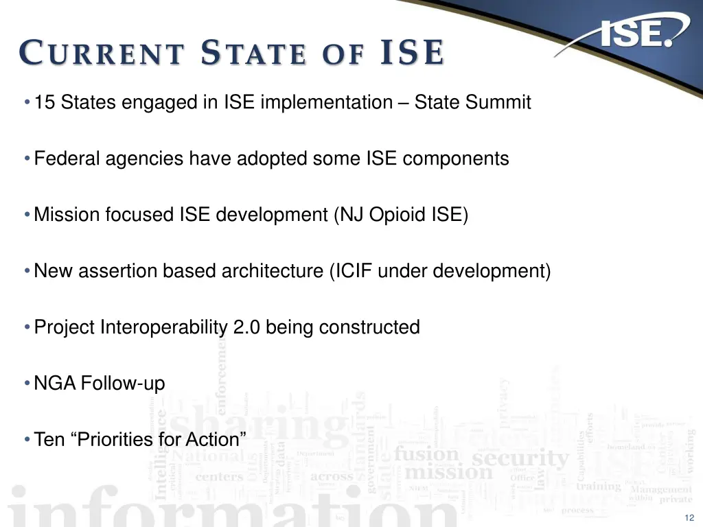 c urrent s tate of ise