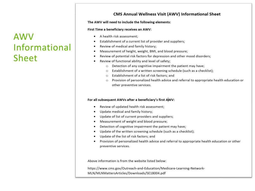 awv informational sheet