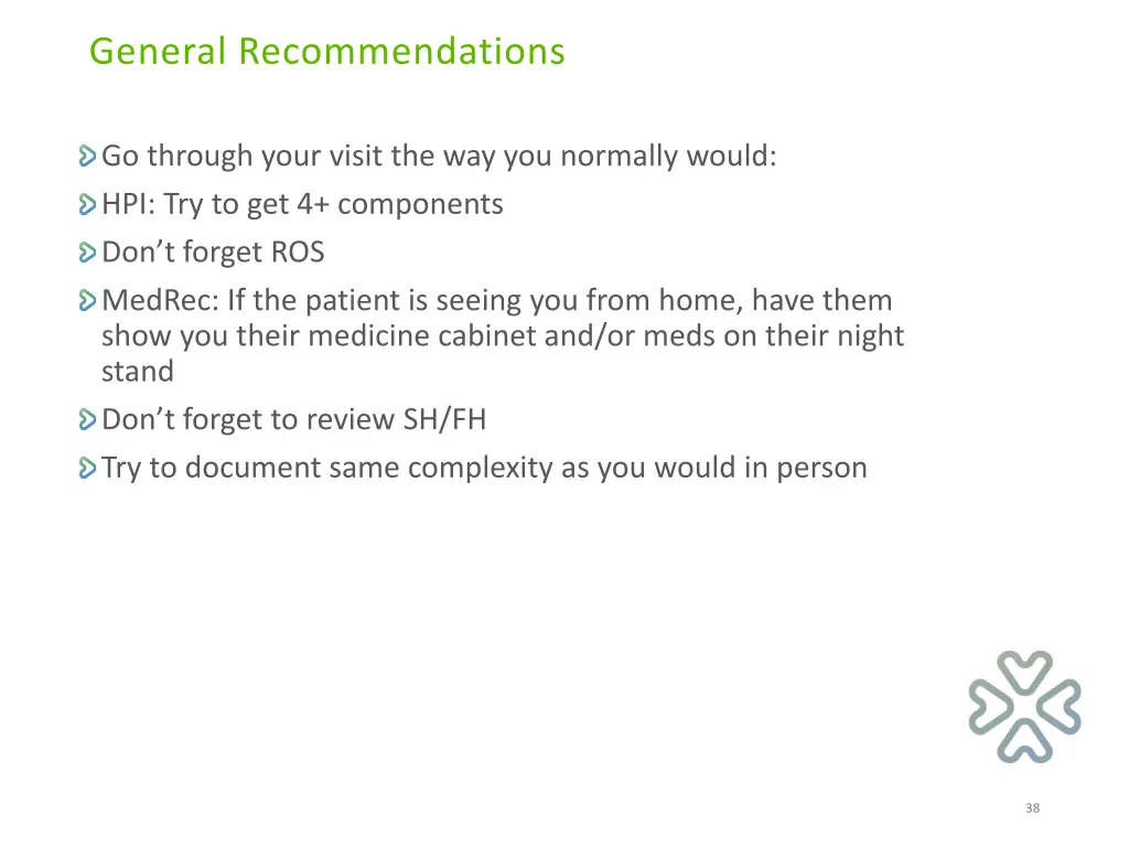 general recommendations