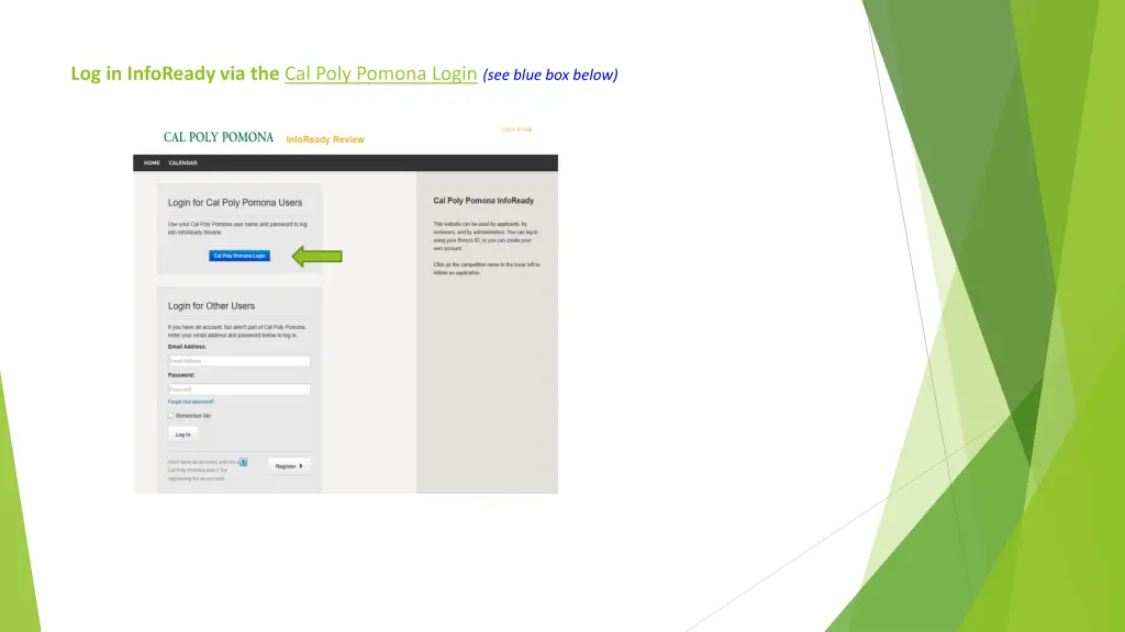 log in infoready via the cal poly pomona login