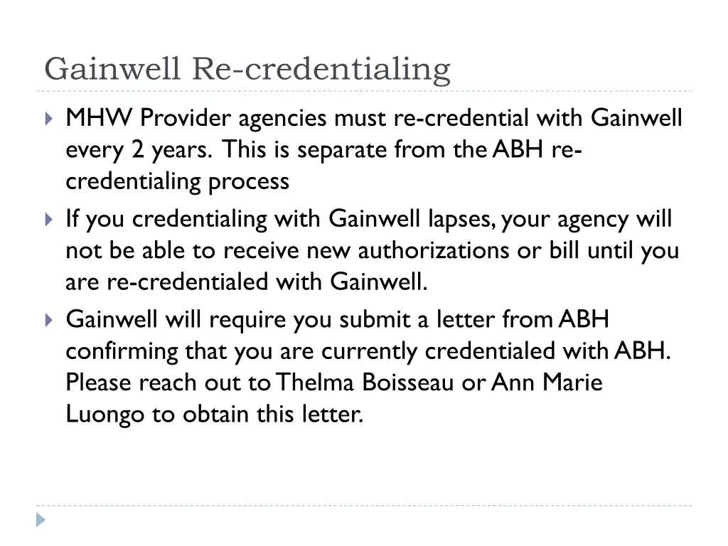 gainwell re credentialing