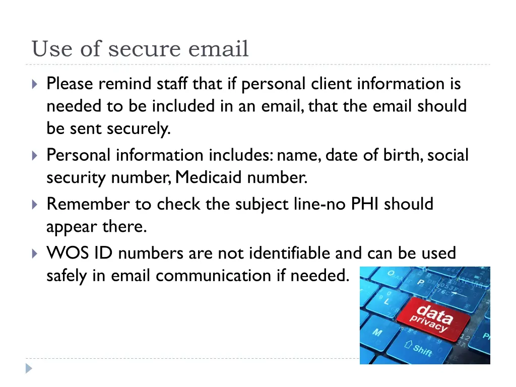 use of secure email