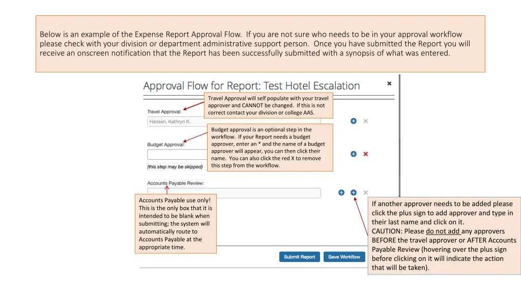 below is an example of the expense report
