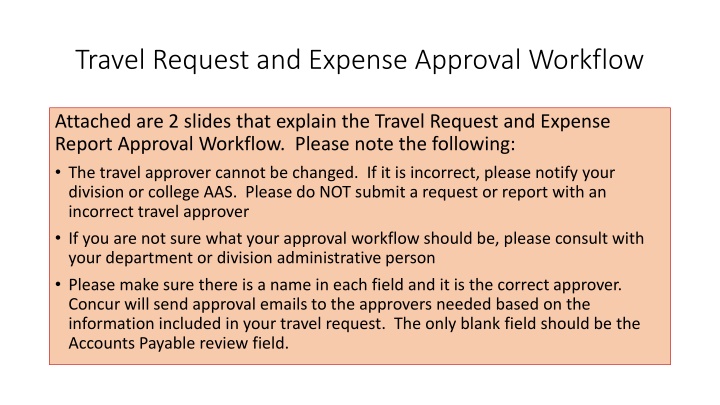 travel request and expense approval workflow