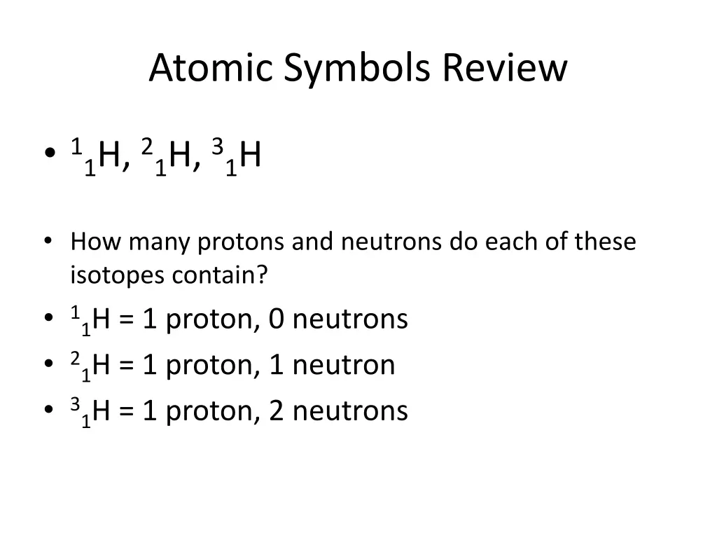 atomic symbols review 1