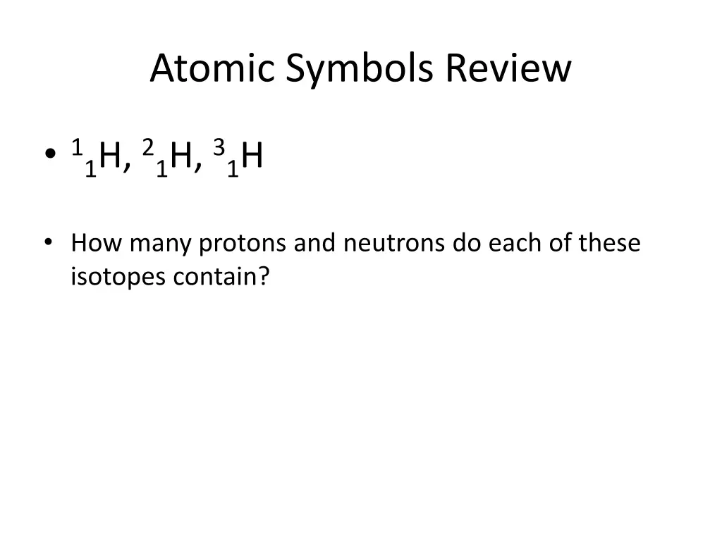 atomic symbols review
