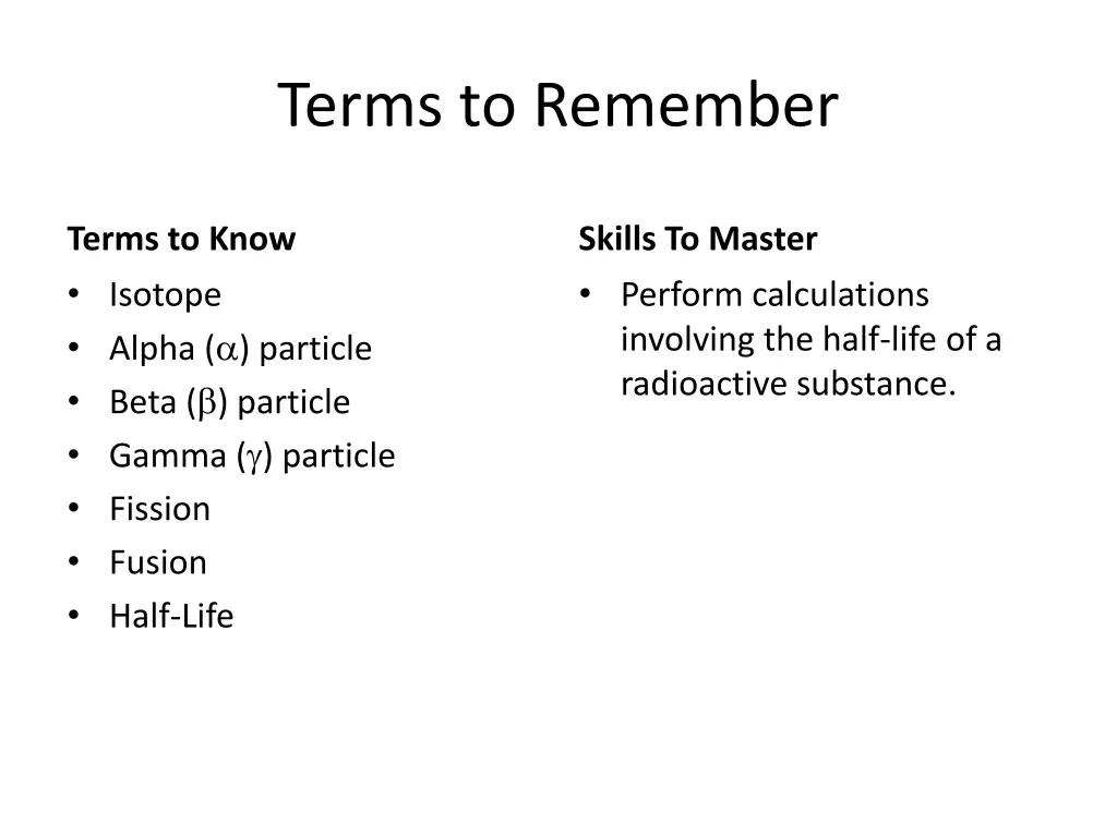 terms to remember