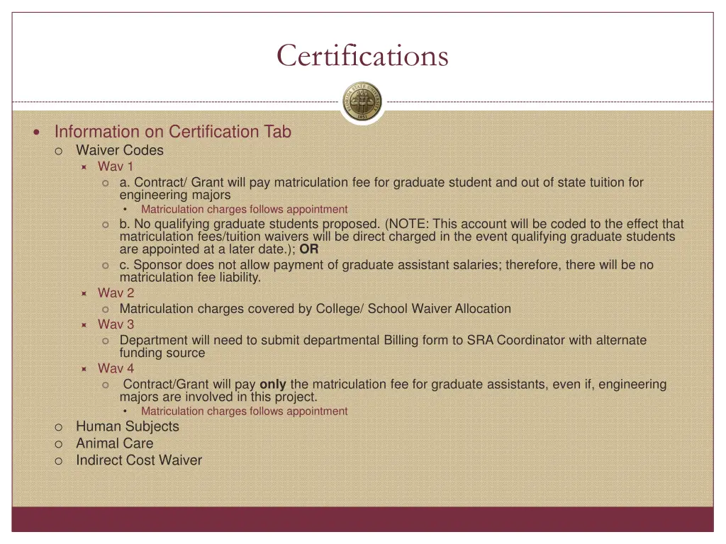certifications