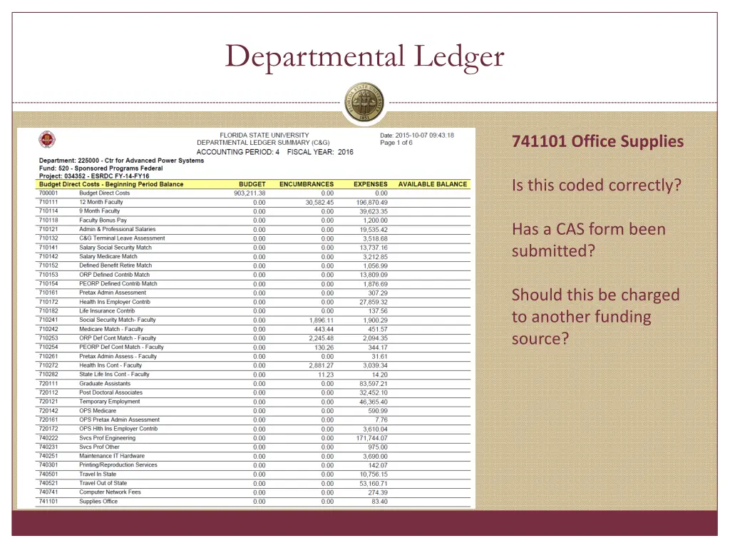 departmental ledger
