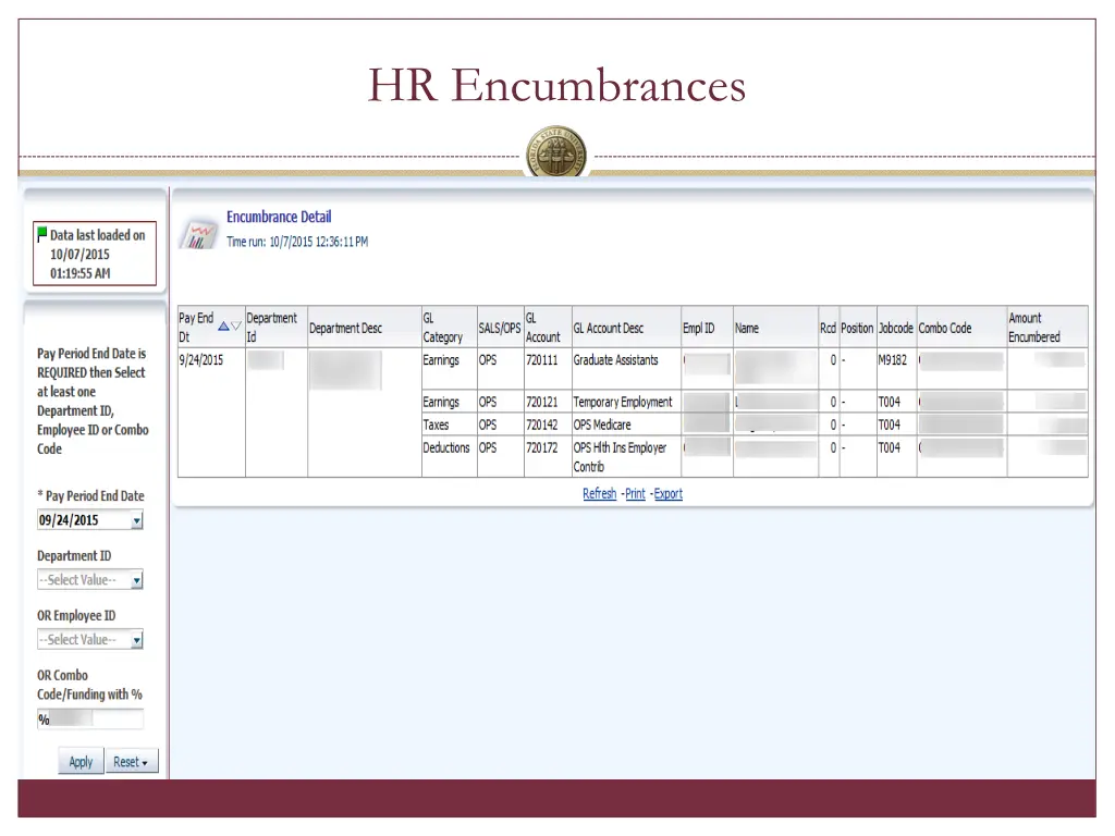 hr encumbrances