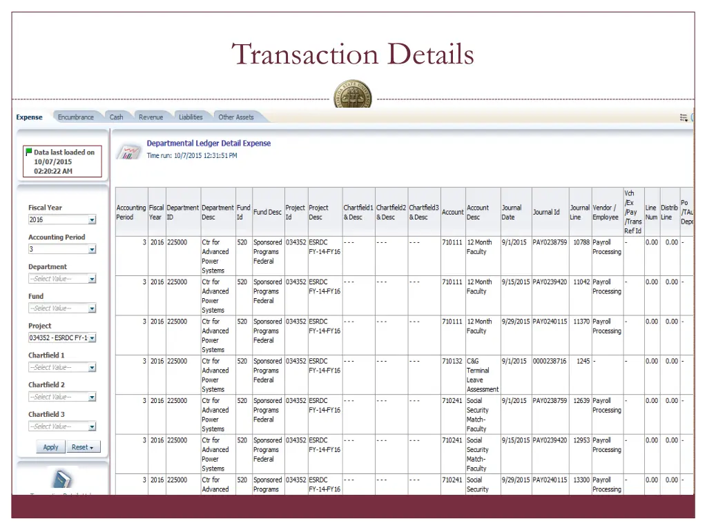 transaction details