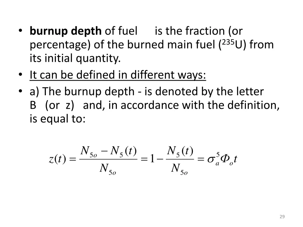 burnup depth of fuel is the fraction