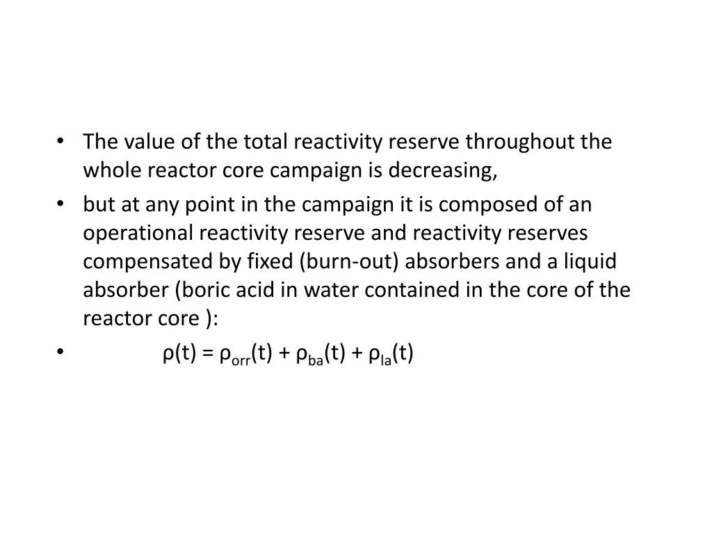 the value of the total reactivity reserve