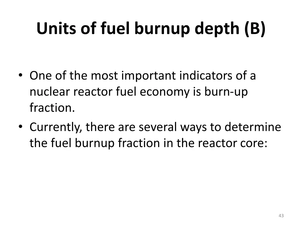 units of fuel burnup depth b