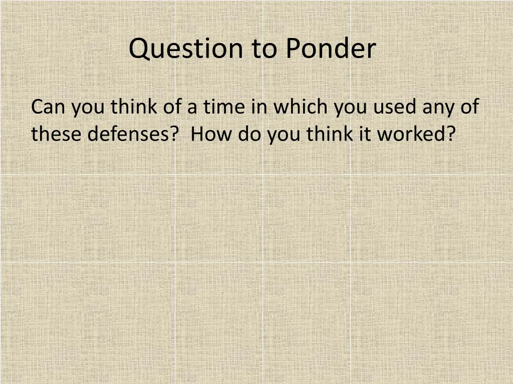 question to ponder