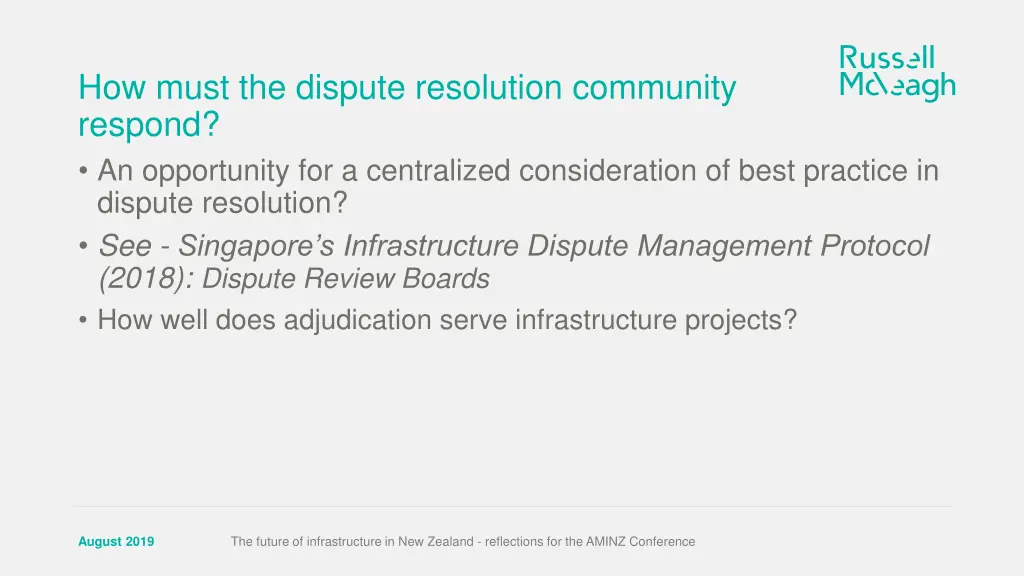 how must the dispute resolution community respond