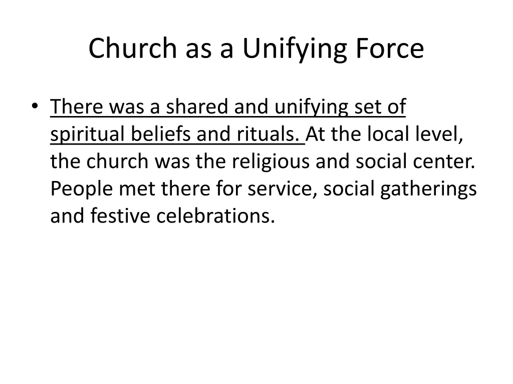 church as a unifying force