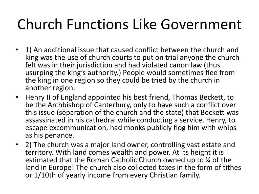 church functions like government