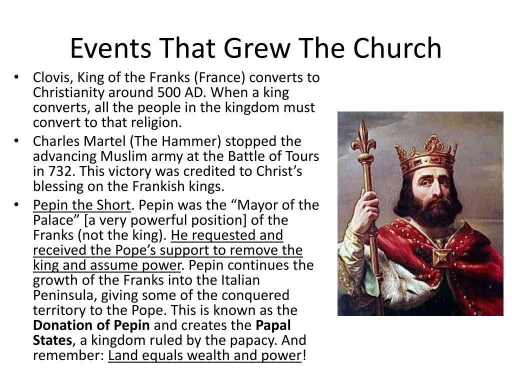 events that grew the church clovis king