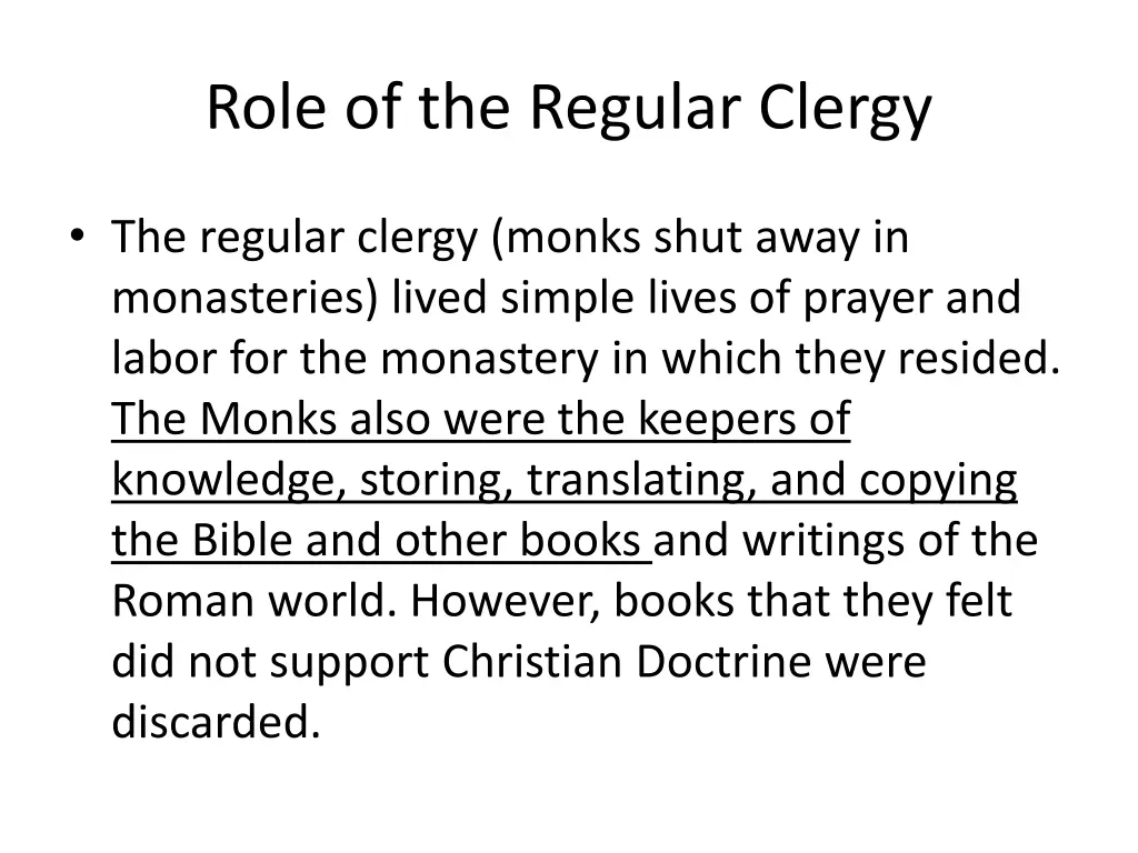 role of the regular clergy