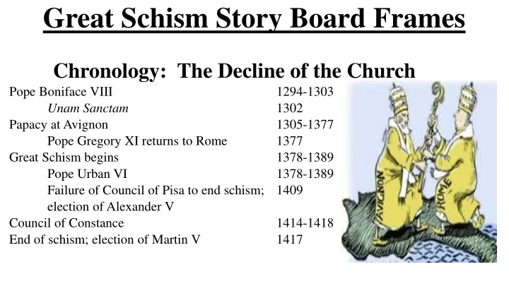 great schism story board frames
