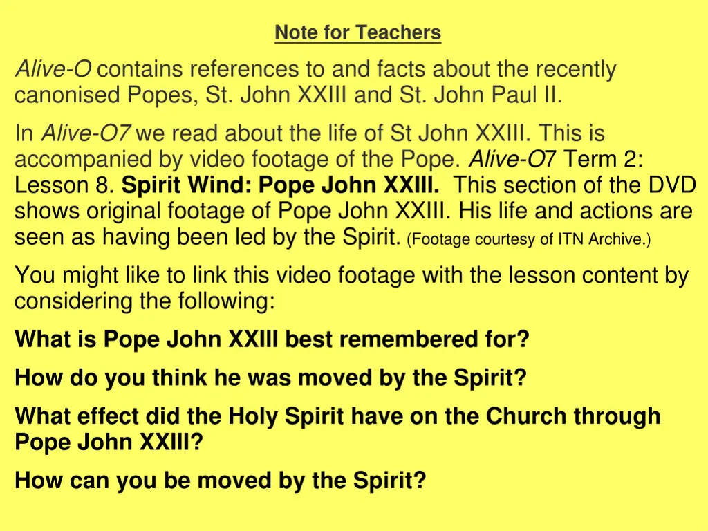 note for teachers