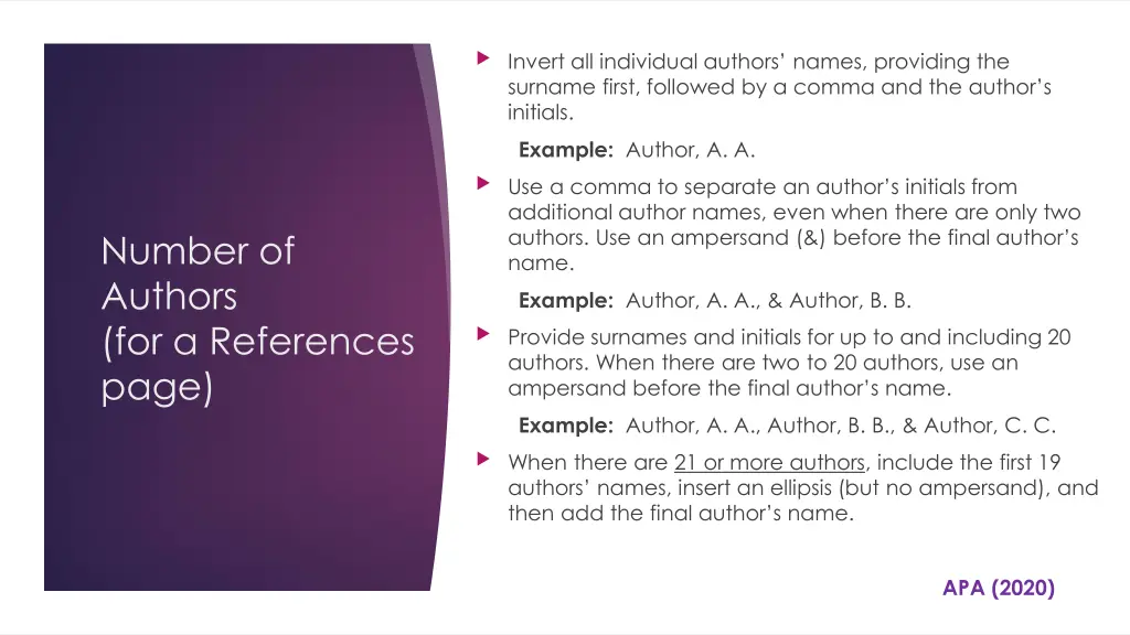 invert all individual authors names providing