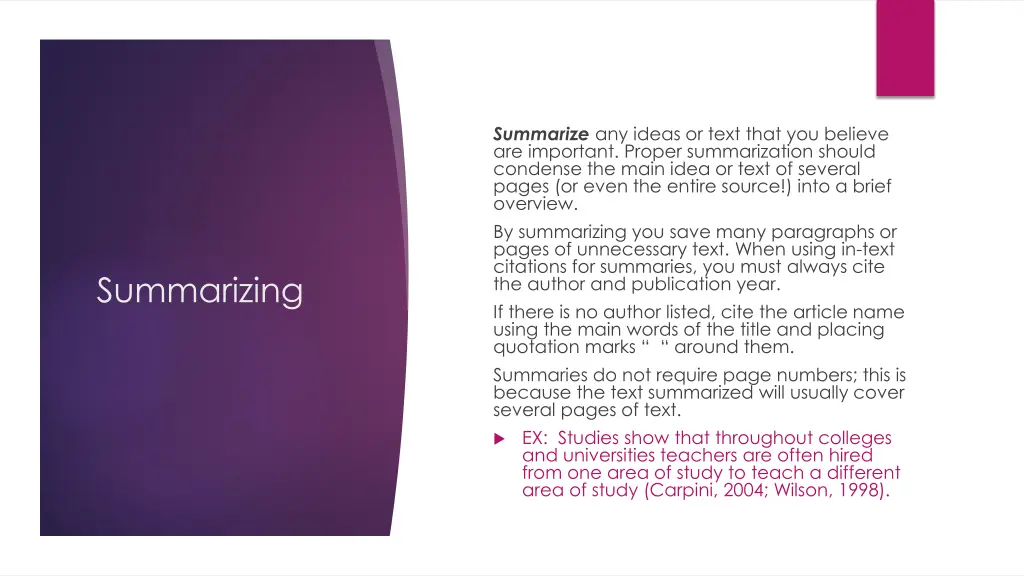summarize any ideas or text that you believe