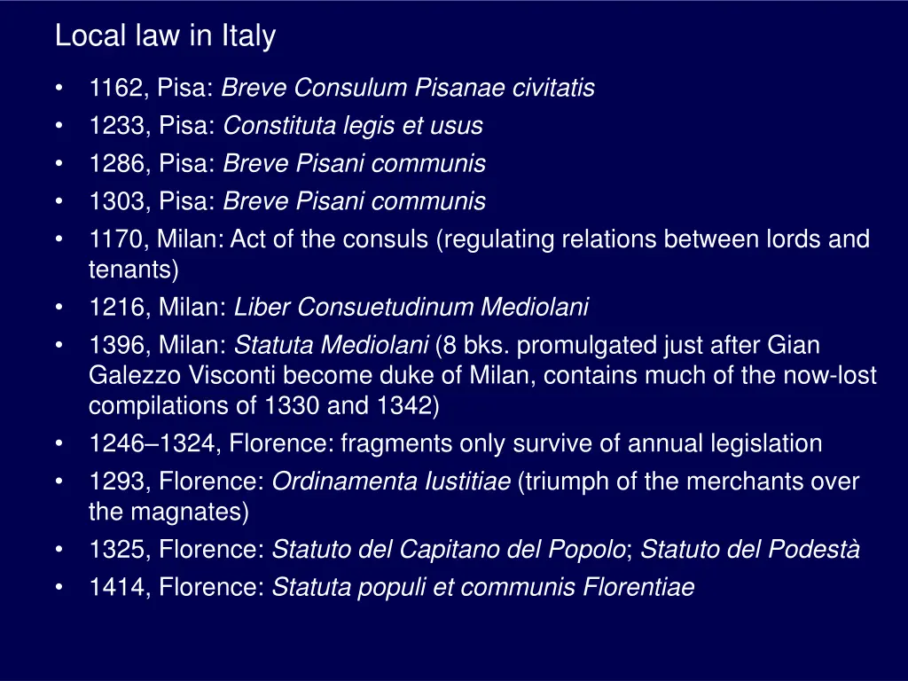 local law in italy
