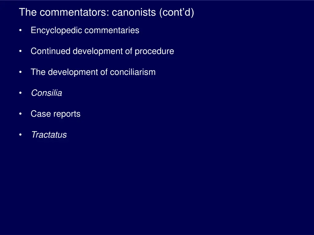the commentators canonists cont d