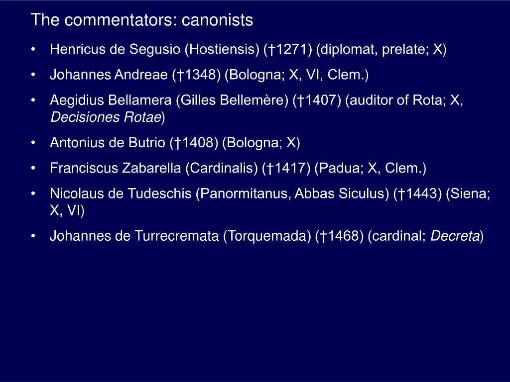 the commentators canonists