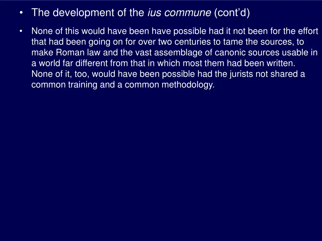 the development of the ius commune cont d 1