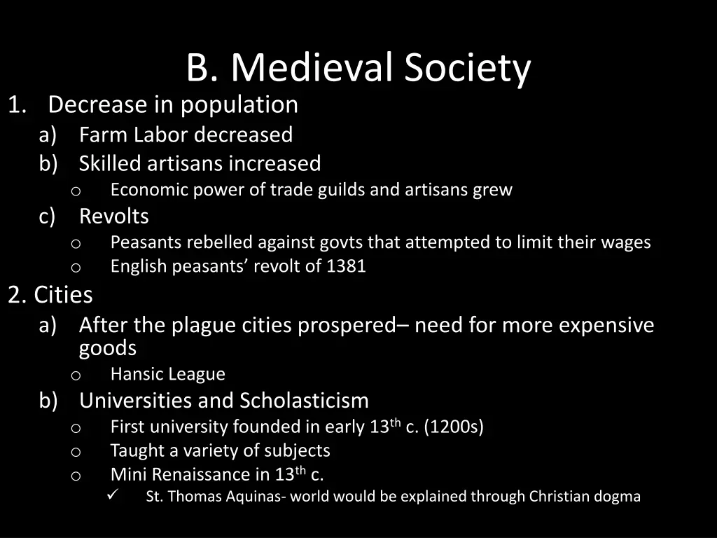 b medieval society