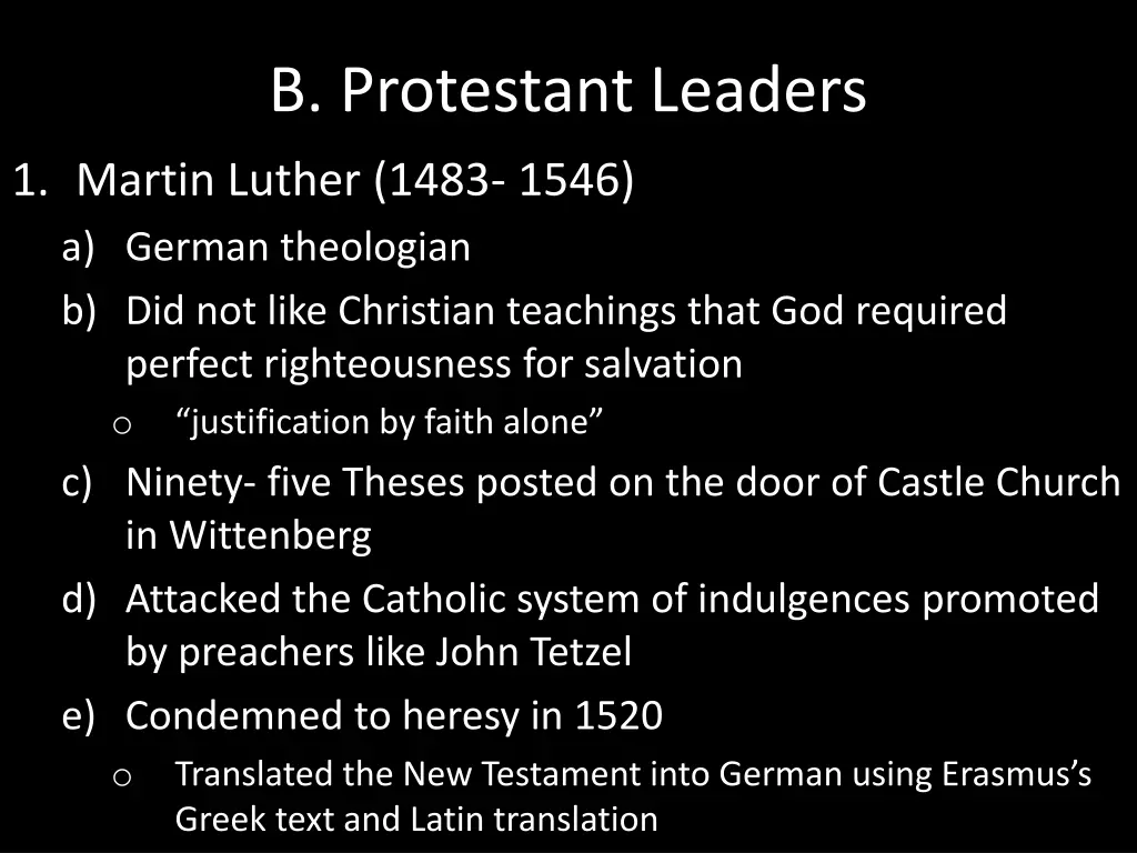 b protestant leaders