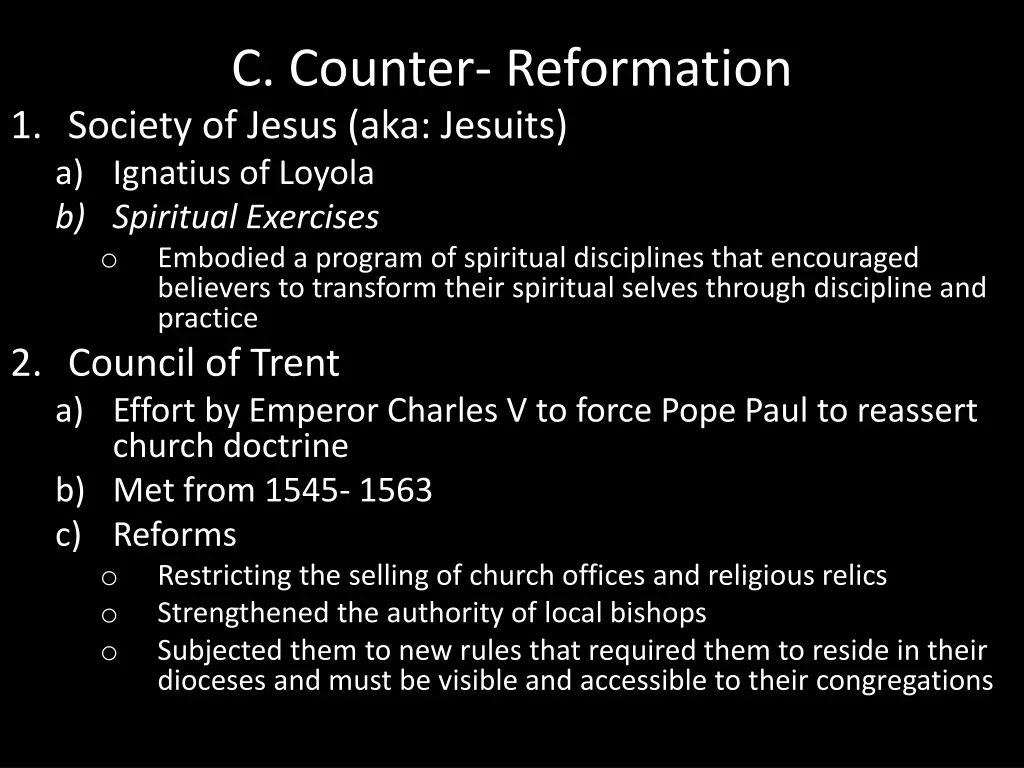 c counter reformation 1 society of jesus