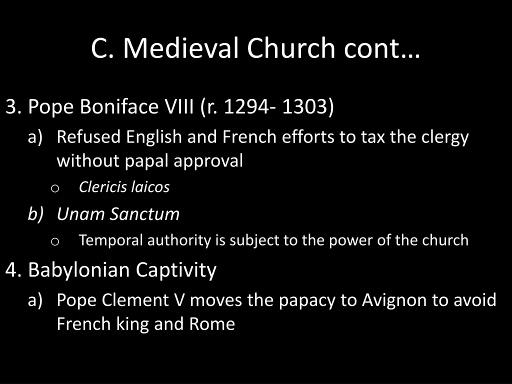 c medieval church cont