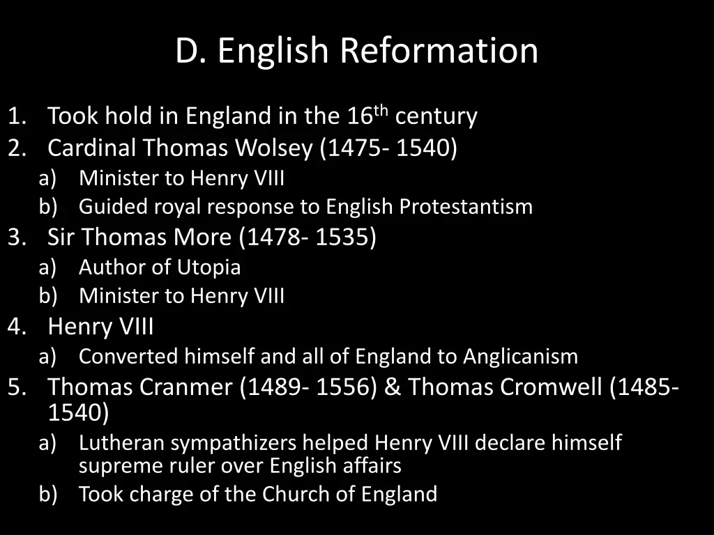 d english reformation