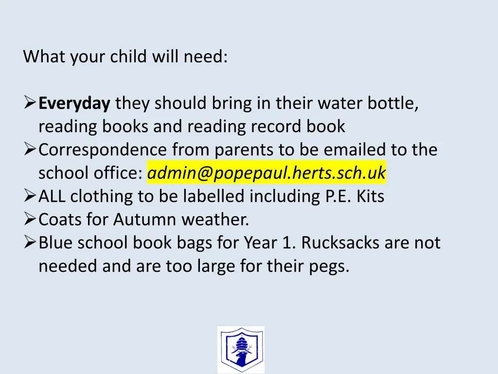 what your child will need