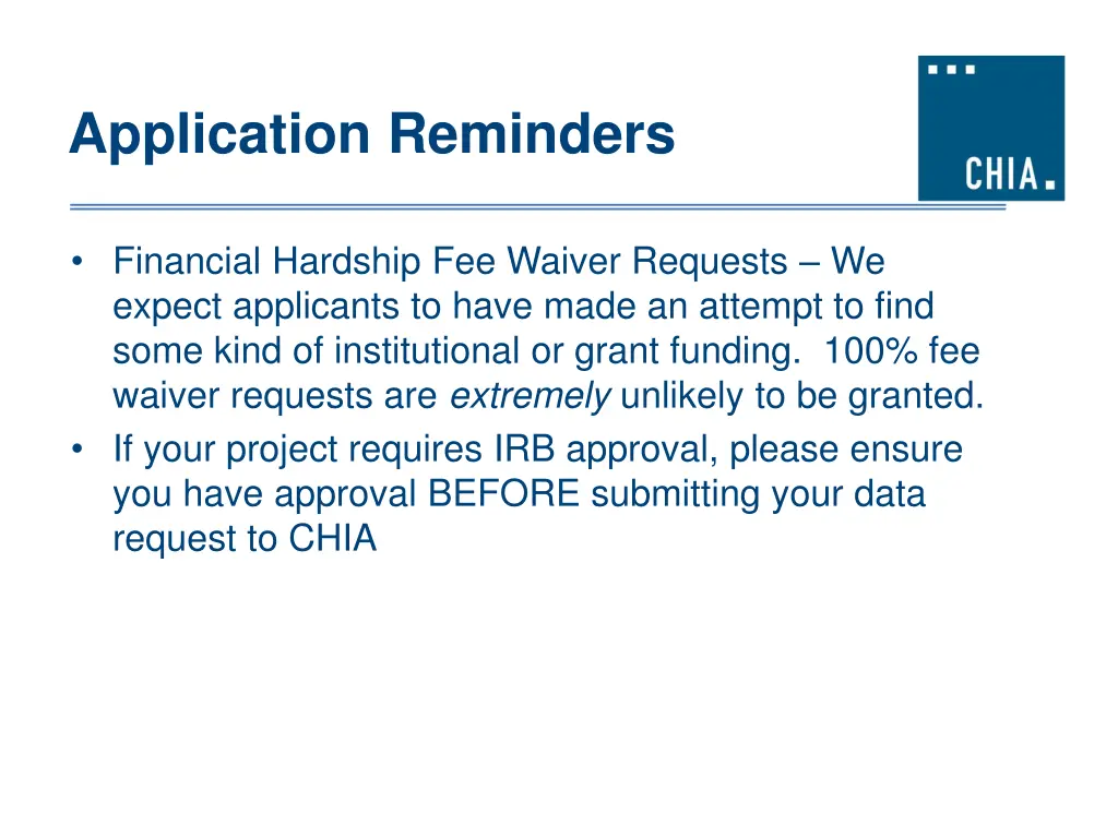 application reminders