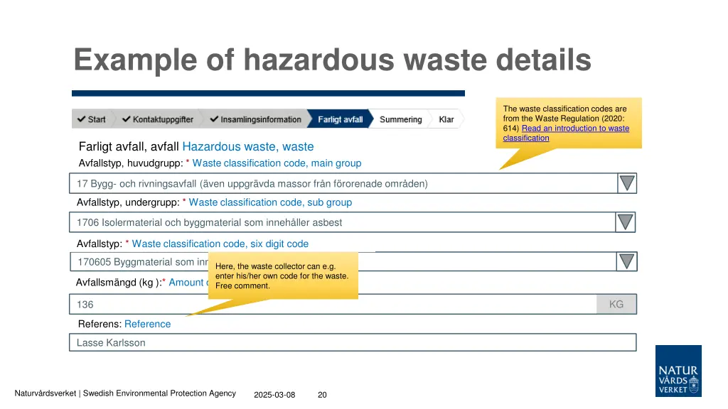 example of hazardous waste details