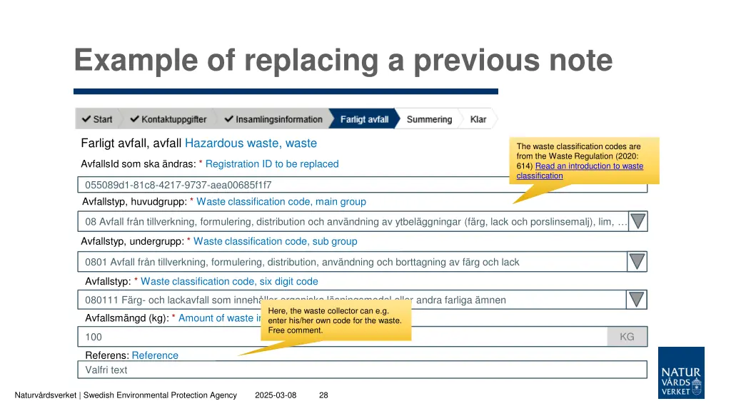 example of replacing a previous note