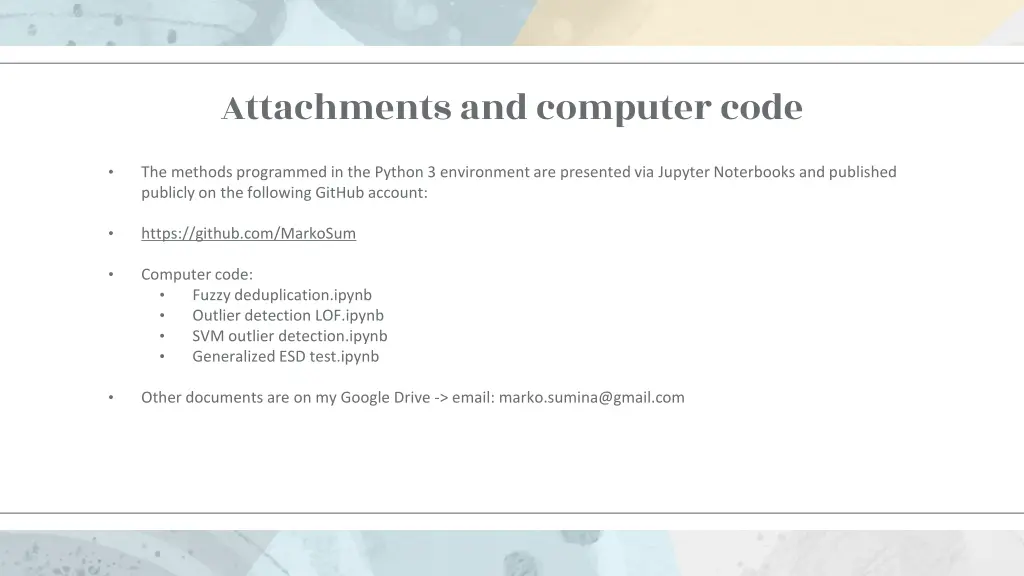 attachments and computer code