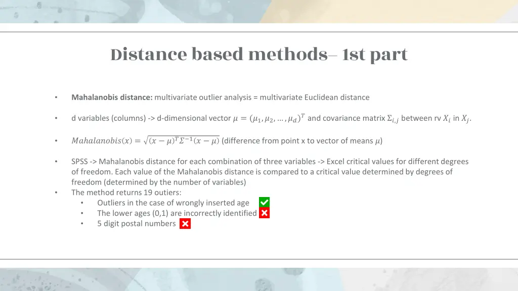 distance based methods 1st part