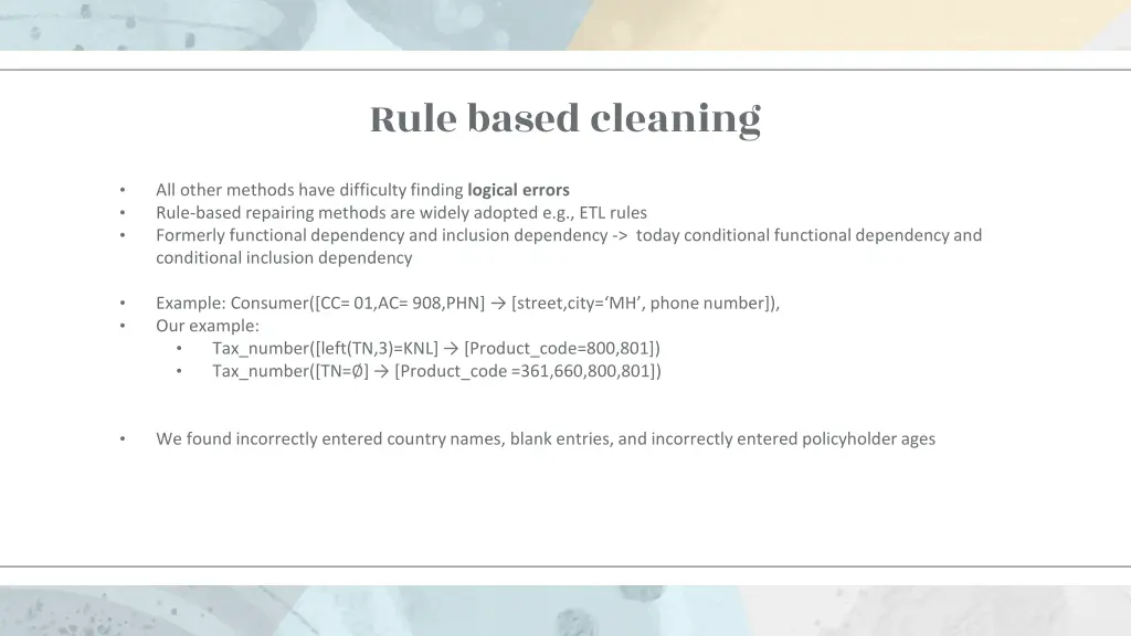 rule based cleaning