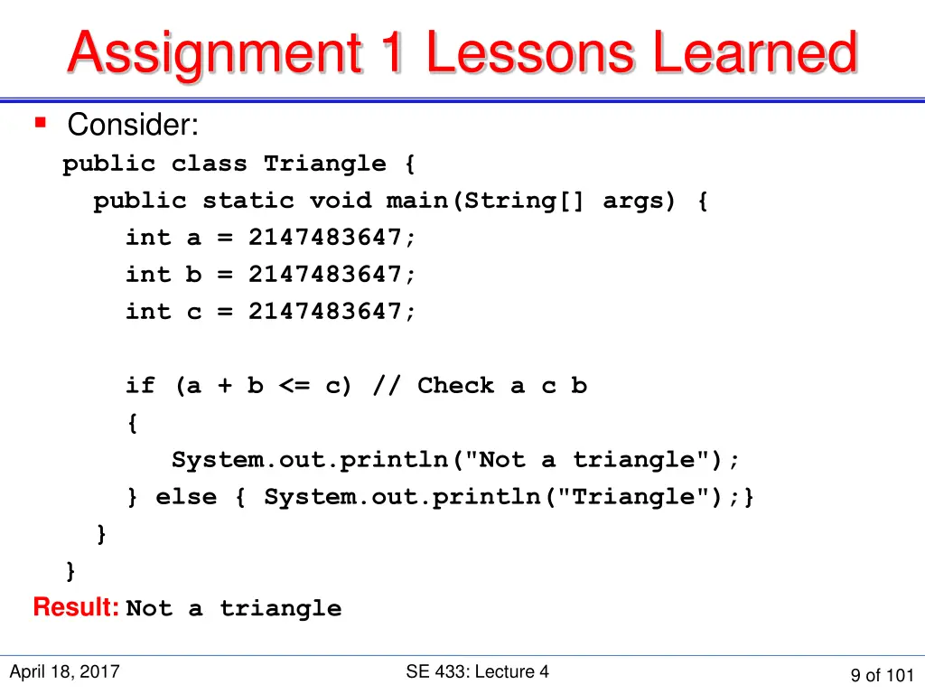 assignment 1 lessons learned 1