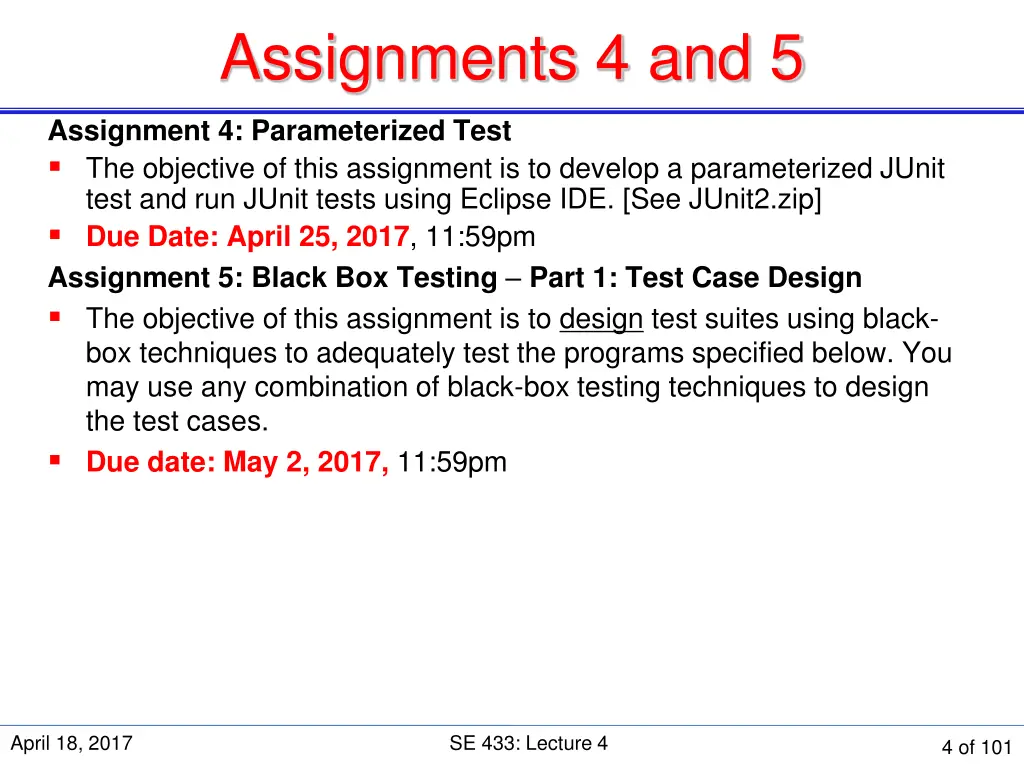 assignments 4 and 5