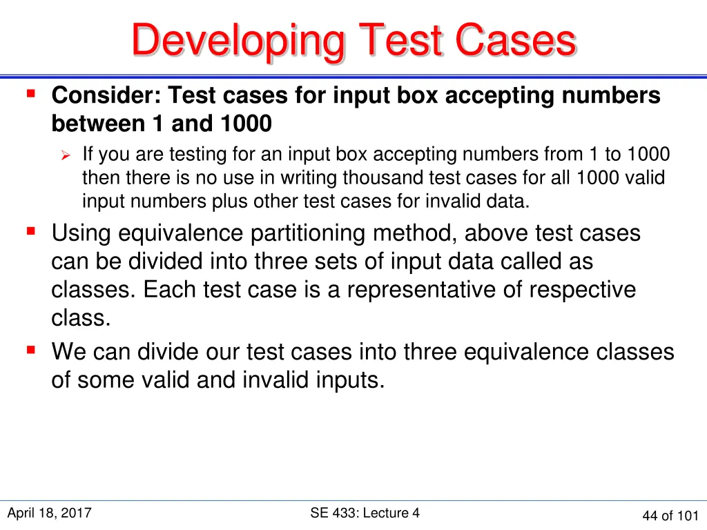 developing test cases